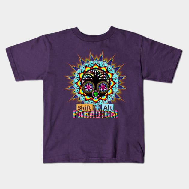 Shift Alt Paradigm Sacred Geometry Science Merkaba Tree of Life Flower of Life Atom Logo Kids T-Shirt by ShiftAltParadigm